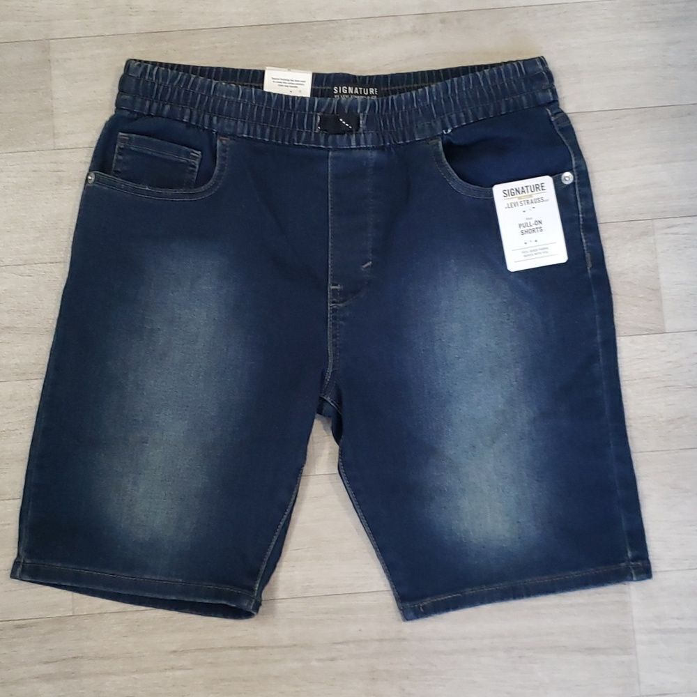 NWT Boys Signature Levi's GOLD Dark Wash Pull-On Shorts Sz XL